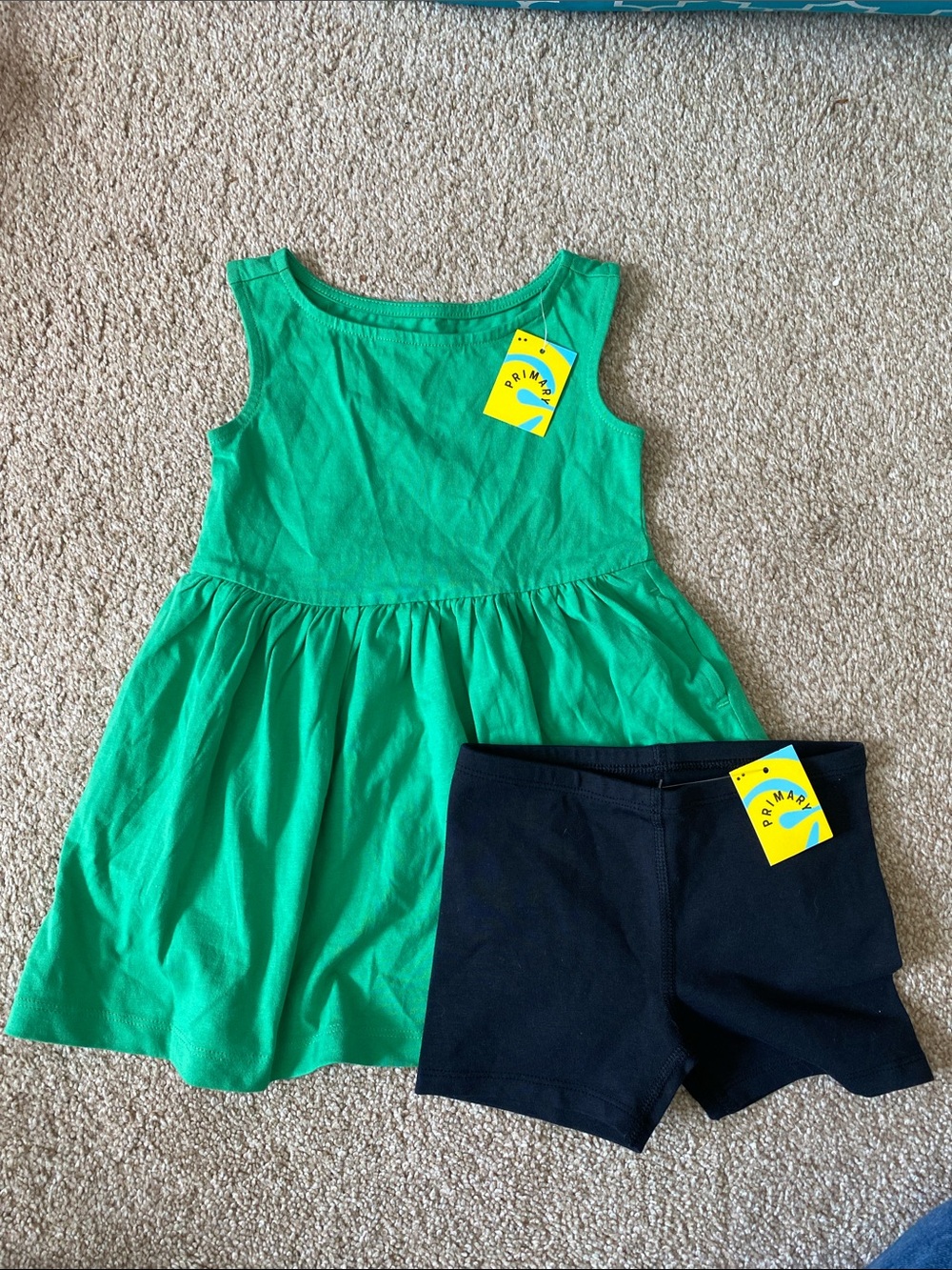 Green Tank Dress + Black Under Shorts